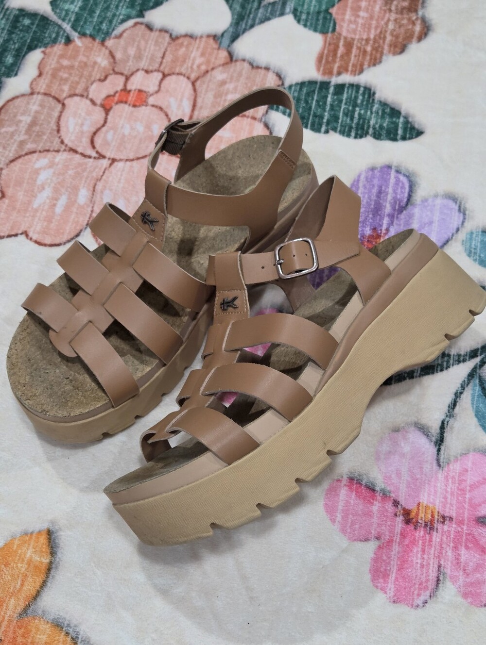 Kuru LOMA Jarvi Platform Sandals Toffee Sand Size 10